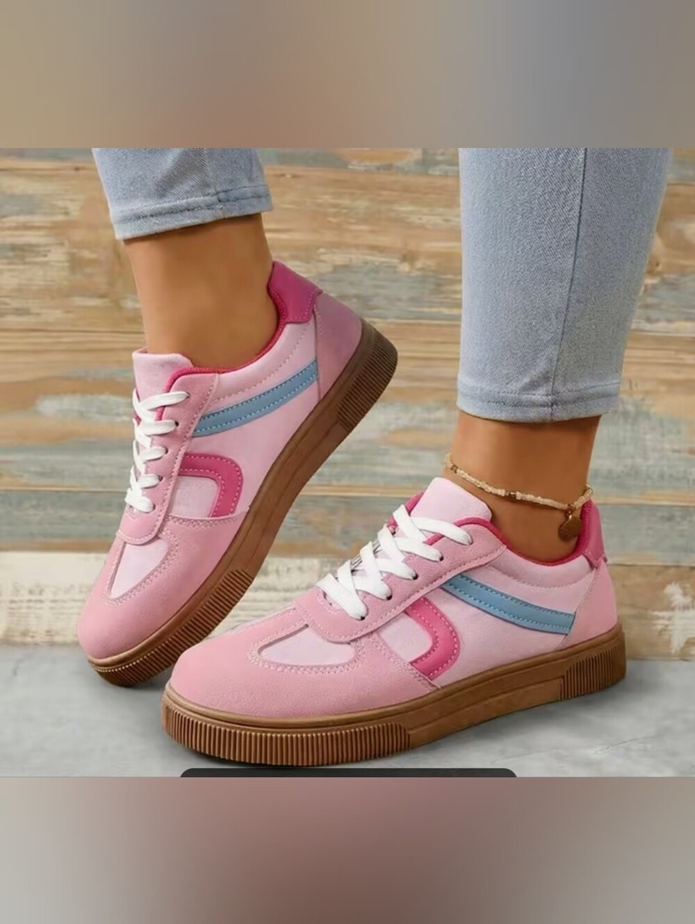 NWOT Pink Retro Low-Top Sneakers for Women.